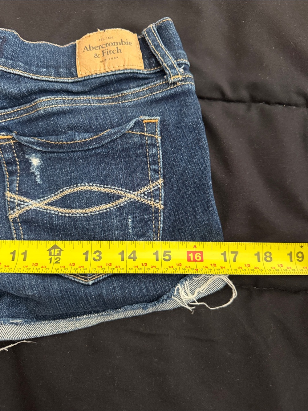 A&F Distressed Rolled Denim Shorts - Picture 10 of 10